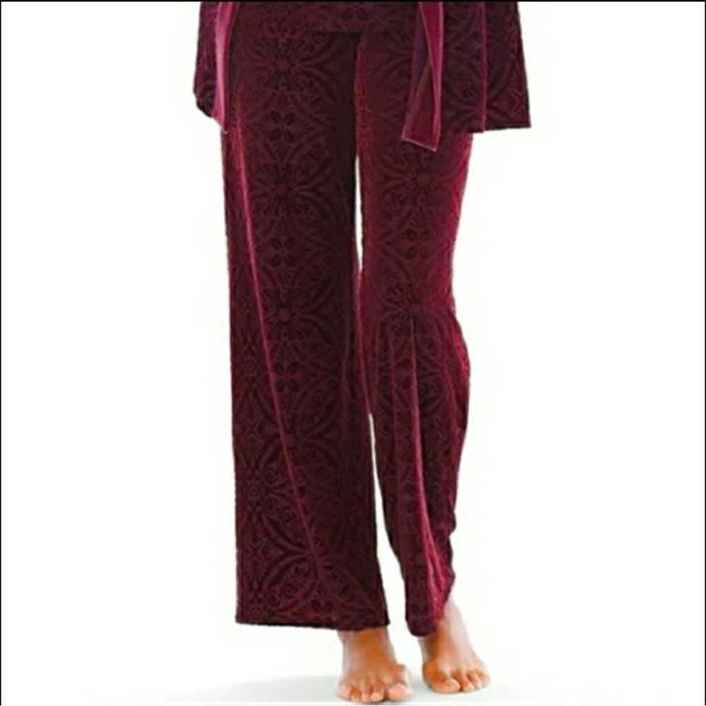 NWT Soma Women’s Merlot Burnout Velvet Damask Lounge Pajama Pants, Size M